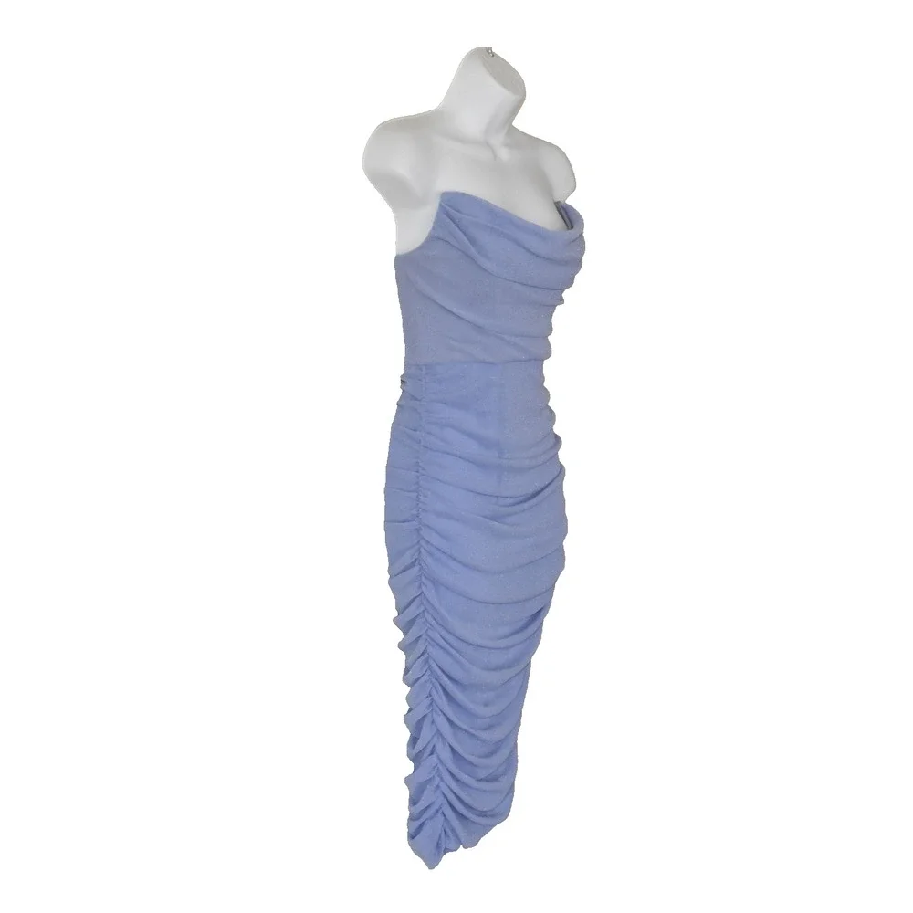 B6 NWT MICHAEL COSTELLO X REVOLVE Periwinkle Blue Ruching Midi Dress Size S